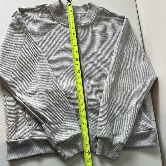 Women's Light Gray Athleisure Bomber Jacket - Picture 7 of 7